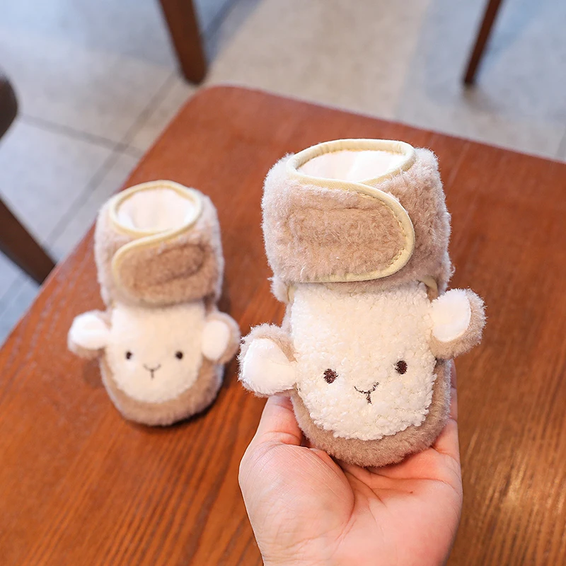 Color: Deep Purple, Baby Age: 13-18 Months - Winter New Cute Cartoon Baby Booties Boy Girl Boots Cotton Soft-Sole Non-Slip Warm Toddler First Walkers Infant Crib Shoes