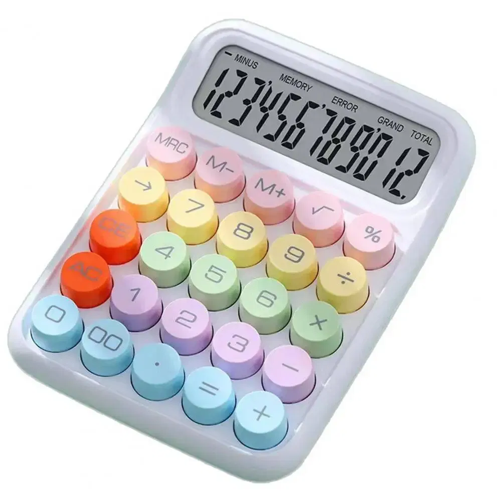 Color: WHITE - Ins Dopamine Candy Color Calculators Large Display Mechanical Dot Keyboard Back To School Supplies Students/Finance Stationery
