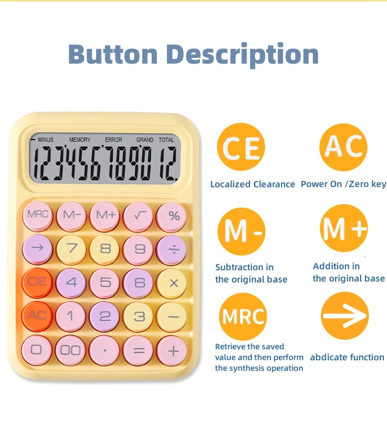 Color: WHITE - Ins Dopamine Candy Color Calculators Large Display Mechanical Dot Keyboard Back To School Supplies Students/Finance Stationery