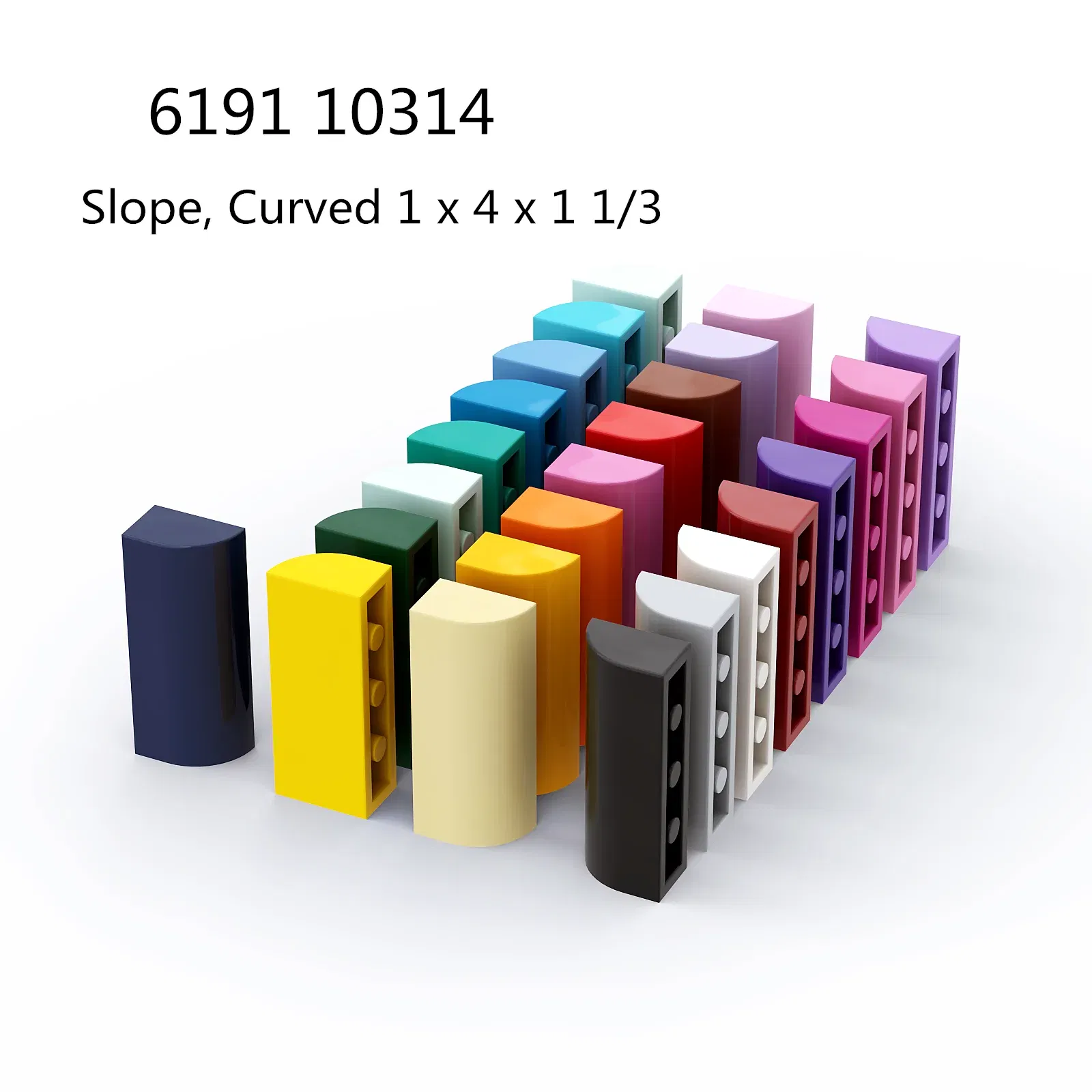 Color: WHITE - 1 Pcs Buildings Blocks 6191 10314 Slope, Curved 1 x 4 x 1 1/3 Collections Bulk Modular GBC Toy For High-Tech MOC Set