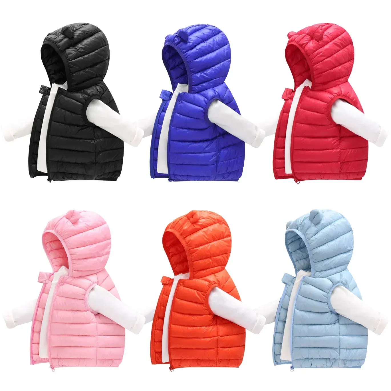Color: Orange, Kid Size: 2T - Baby Boys Girl Warm Down Vest Toddler Cotton Waistcoat Children Autumn and Winter Clothes Kids Hooded Jackets 1-6 Years Old