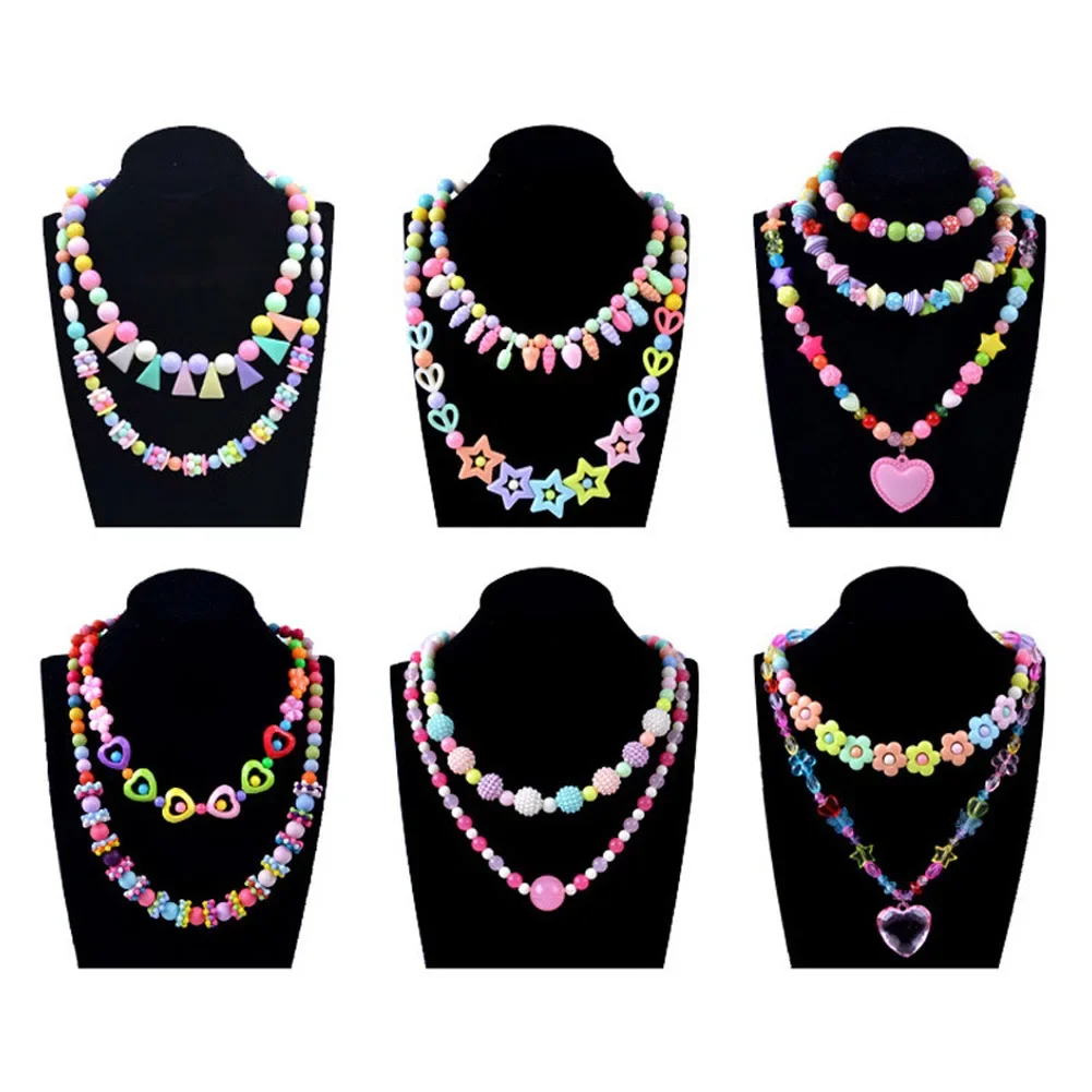 Color: Gold - 500pcs DIY Handmade Beaded Children's Toy Creative Loose Spacer Beads Crafts Making Bracelet Necklace Jewelry Kit Girl Toy Gift