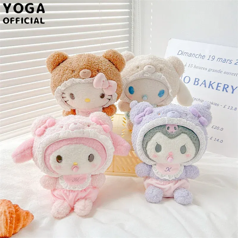 Color: green - Kawaii Sanrio Hello Kitty My Melody Cinnamoroll 15Cm Plush Doll Pendant Baby Series Keychain Bag Pendant 20Cm Doll Birthday Gift