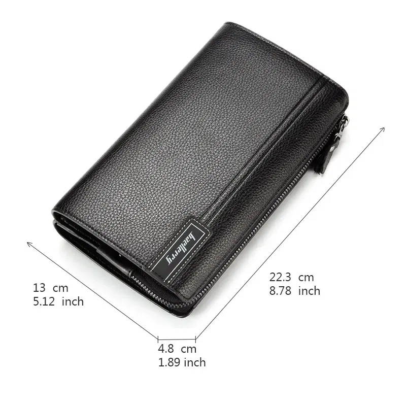 Color: light yellow - Baellerry Men Clutch Bag Large Capacity Men Wallets Cell Phone Pocket Passcard Pocket High Quality Multifunction Wallet For Men