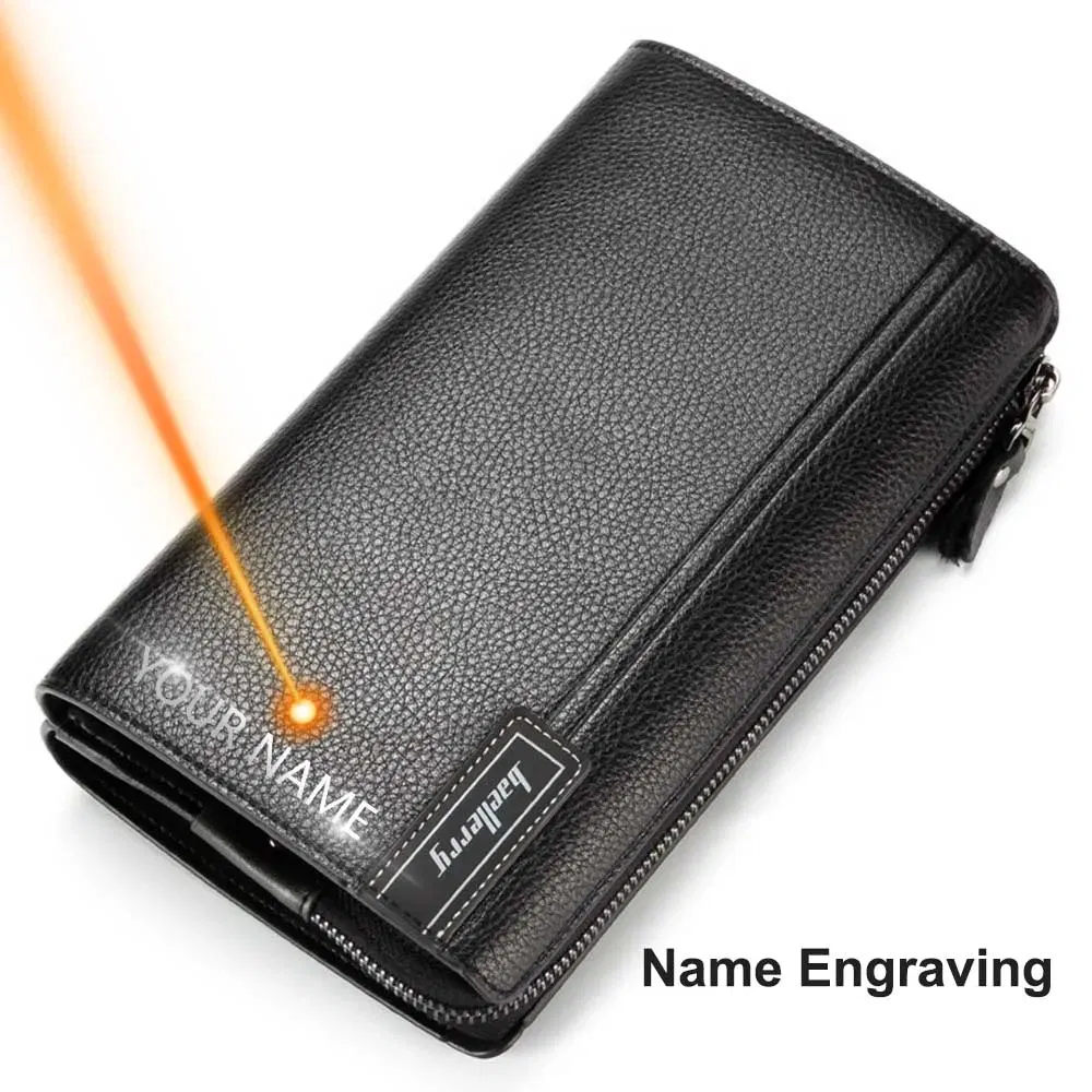 Color: light yellow - Baellerry Men Clutch Bag Large Capacity Men Wallets Cell Phone Pocket Passcard Pocket High Quality Multifunction Wallet For Men