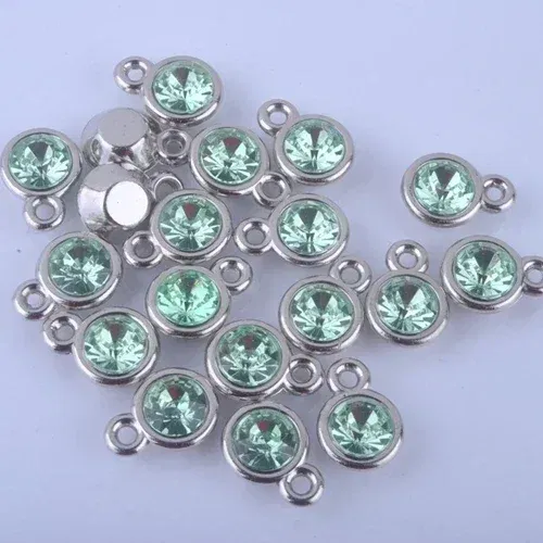 Metal color: ROSE GOLD COLOR - 150pcs/lot mixed Birthstone charms 11mm Acrylic for DIY jewelry