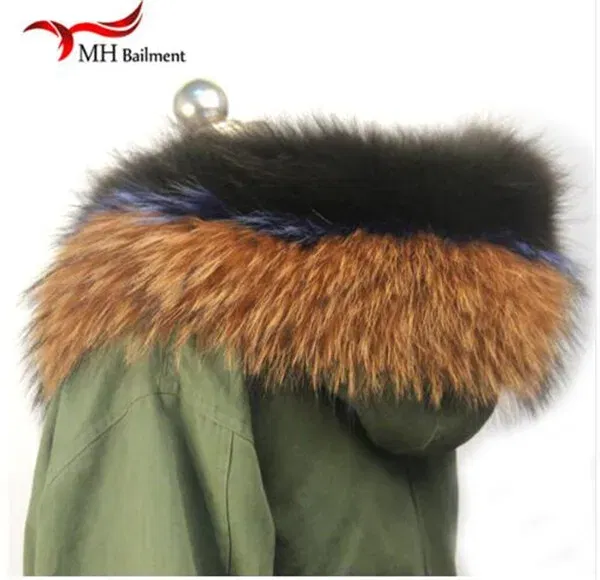 Color: Blue, Size: XS - 100% Real Raccoon Fur Scarf Coat Collar Ladies Winter Luxury Authentic Raccoon Warm Neck Shawl Coat Collar Furry Shawl Women