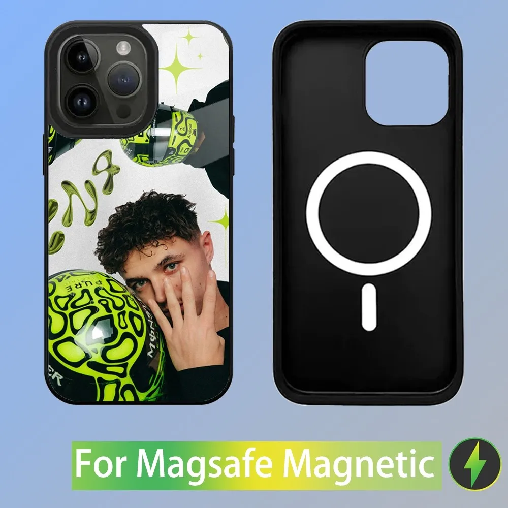 Color: GRAY, Material: Vinyl - F1 Formula 1 L-Lando Norris Phone Case For iPhone 16,15,14,13,12,11,Plus,Pro,Max Mini Magsafe Magnetic Wireless Charging