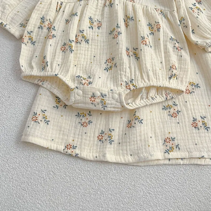 Color: PURPLE, Size: Mother 6XL - Spring Baby Girls Long Sleeve Sweet Sisters Flower Print Dress Autumn Infant Rompers Kids Baby Girls Princess Clothes Rompers