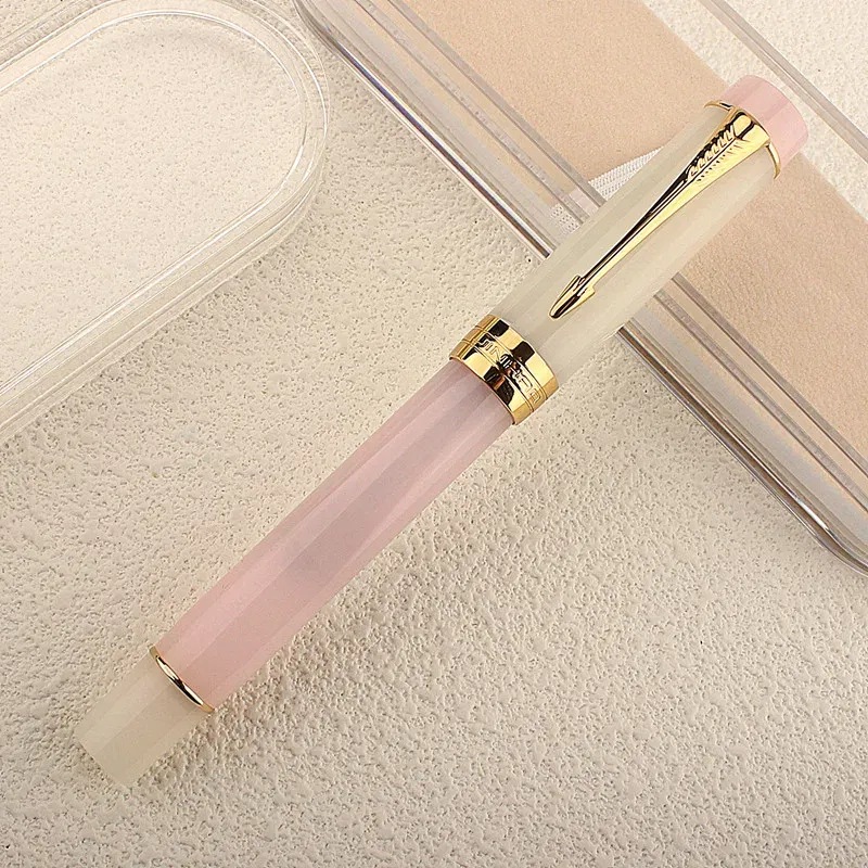 Color: Lavender, Nib Size: M - JINHAO 100 Centennial Fountain Pen Resin Gold Clip Nib EF F M Students Pens Business Stationery School Office Supplies PK 9019