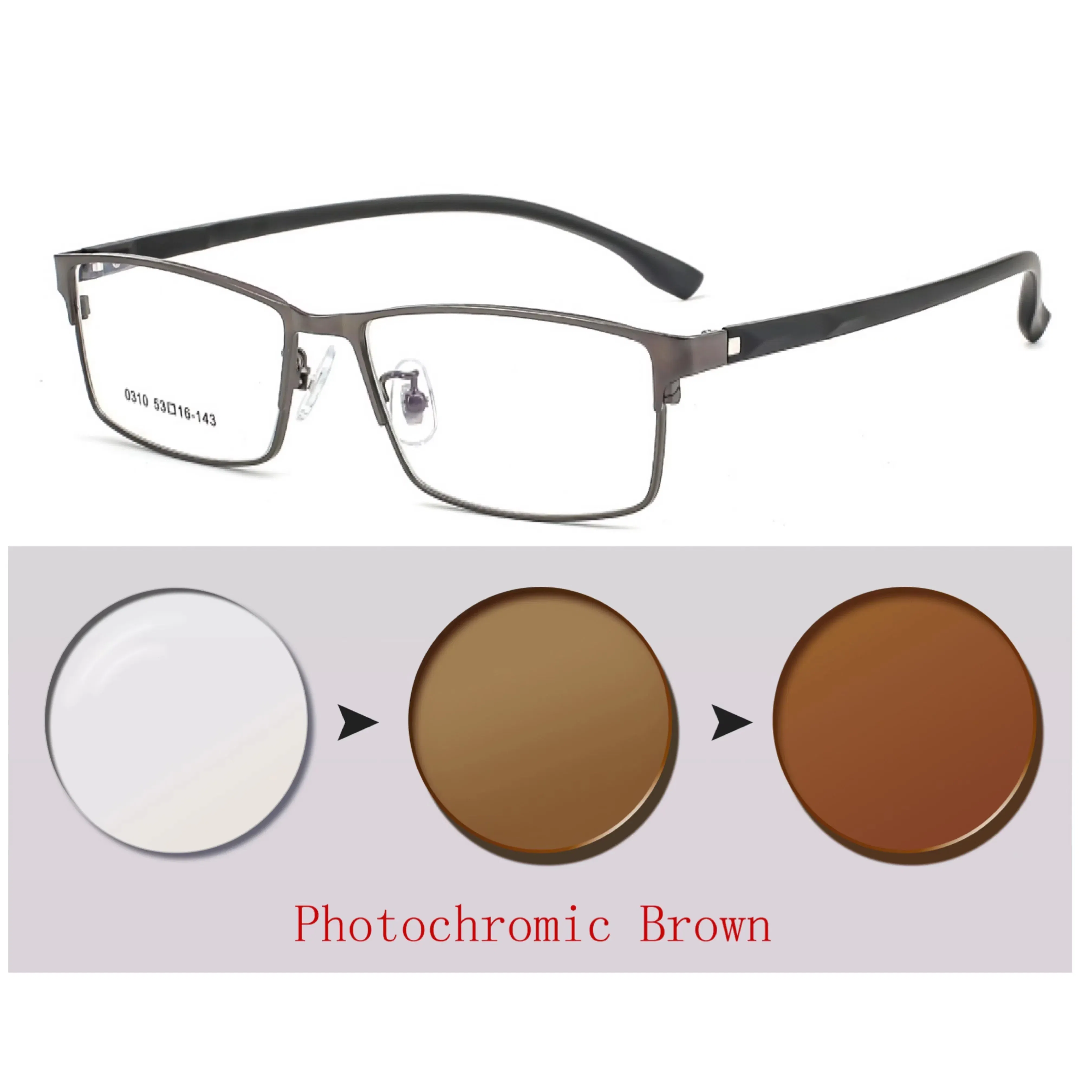 Frame Color: green, Ships From: CHINA, Eye Prescription: +275 - New Finished Myopia Sun Photochromic Glasses Fashion Chameleon Gray Lens Metal Legs With Degrees Sunglasses -1 -1.5 -2.0 -2.5 -3