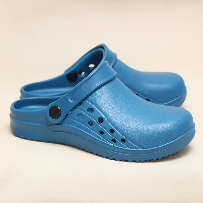 Color: Blue, Shoe Size: 34 - High Quality Scrub Shoes Non-slip Dentist Nursing Clogs Healthcare Service Work Slippers Soft Operating Room Protective Clogs