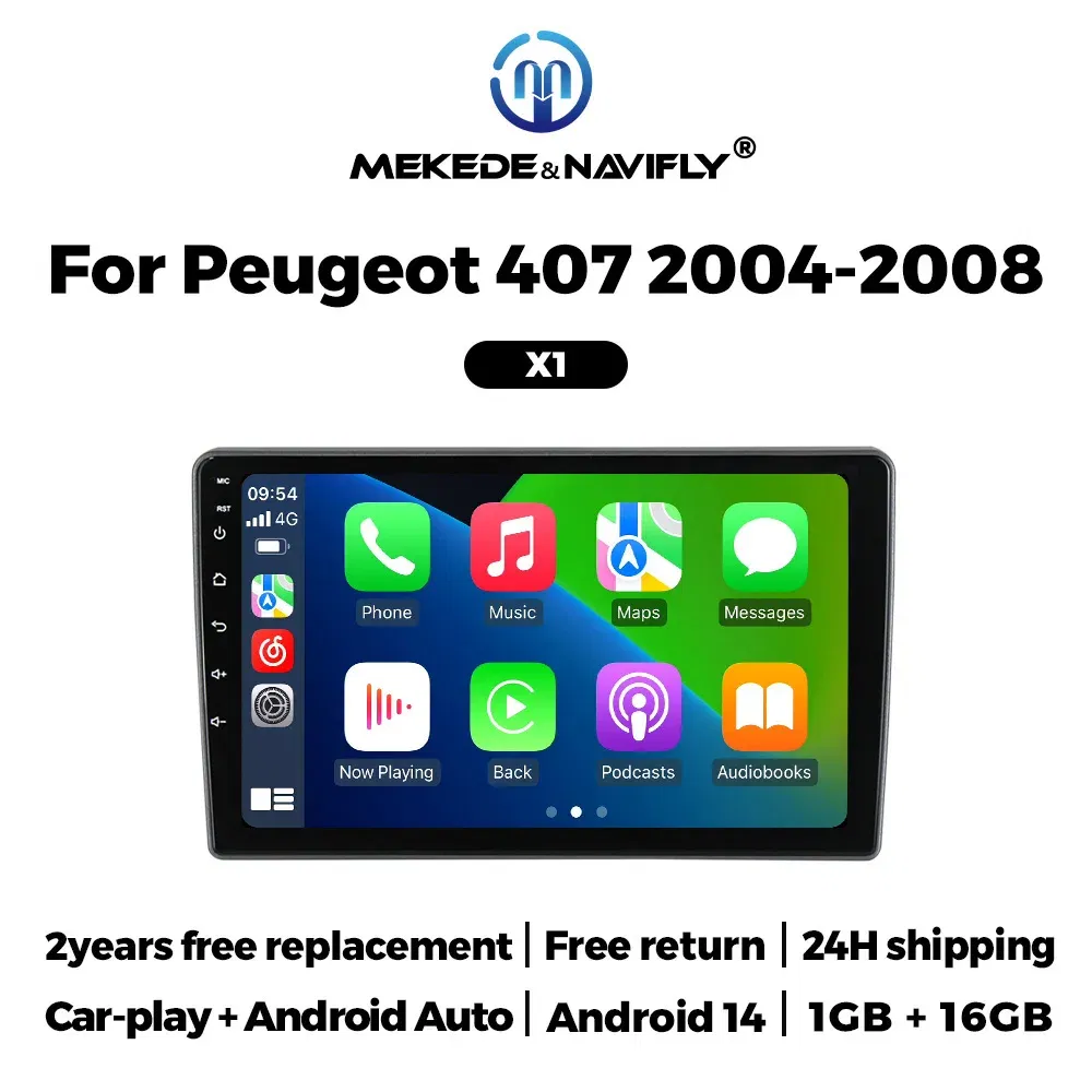 Color: black - Android 14 CarPlay Auto Radio Multimedia Video Player For PEUGEOT 407 2004-2011 DVR Monitor Rear View Camera Navi Autoradio WiFi