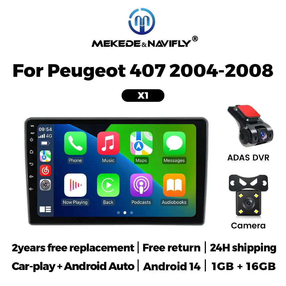 Color: black - Android 14 CarPlay Auto Radio Multimedia Video Player For PEUGEOT 407 2004-2011 DVR Monitor Rear View Camera Navi Autoradio WiFi