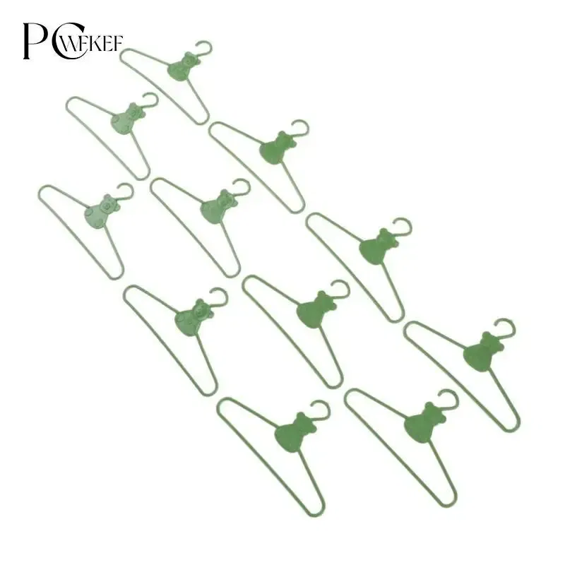 Color: Navy Blue - 10/20 PCS / Lot Lovely Green Hangers Mini Cute Wardrobe Dress Coat Clothes Plastic Accessories For Babi Doll Dollhouse Gift Toy