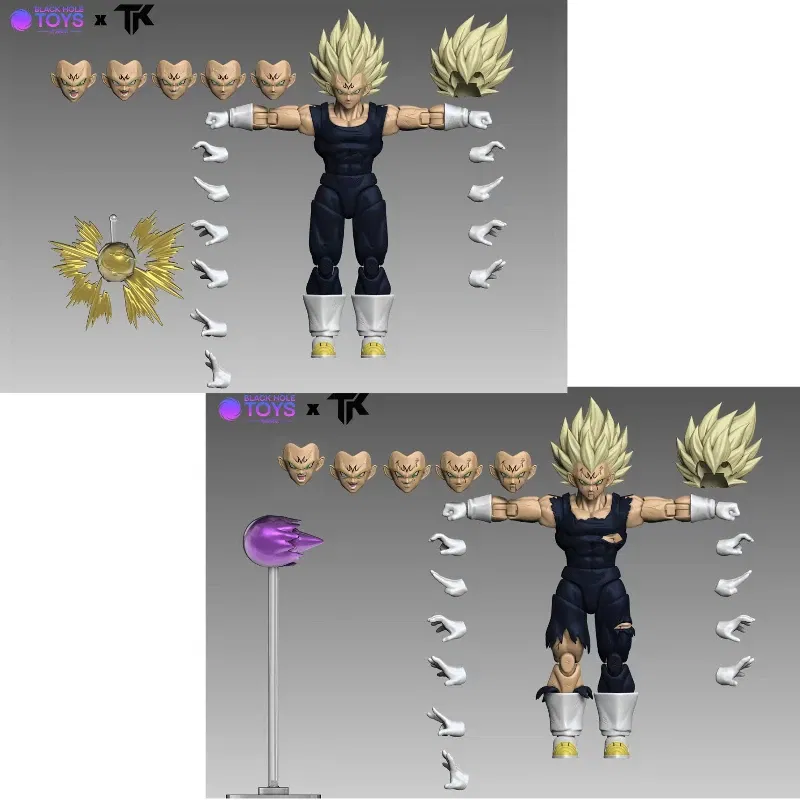 In Stock Black Hole Toys & TK Dragon Ball Z SHF Super Saiyan SSJ Majin Vegeta Battle Damage Vegeta Anime Action Figures
