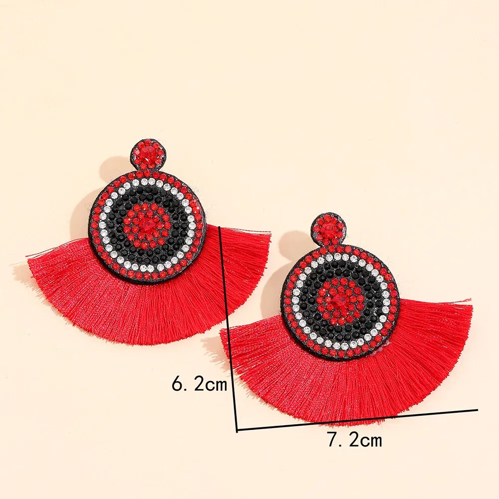 Metal Color: Red Wine - Fashion Bohemia Long Tassel Earrings for Women Ethnic Big Drop Earrings Statement Dangle Earring Fashion Jewelry pendientes