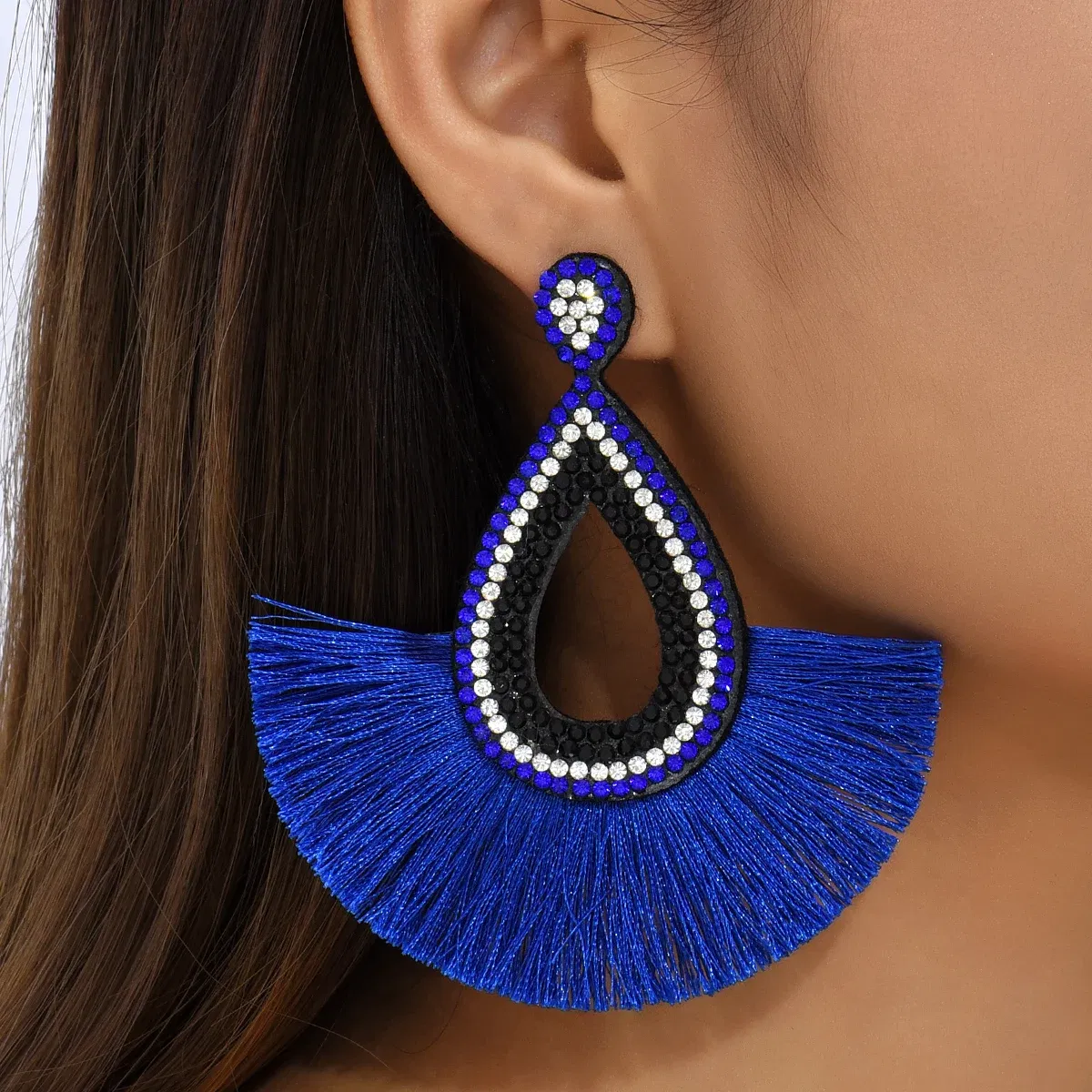 Metal Color: Red Wine - Fashion Bohemia Long Tassel Earrings for Women Ethnic Big Drop Earrings Statement Dangle Earring Fashion Jewelry pendientes