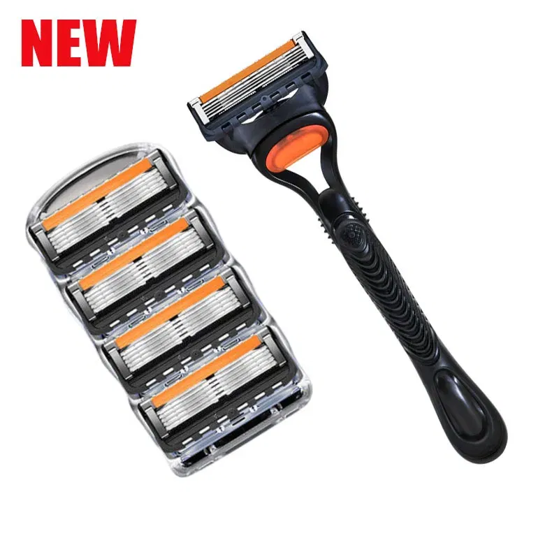 Color: Red - 4/12/24 Pcs 5-layer Men's Razor Fusion Pro Power Shaving Shaver Male Face Beard Hair Trimmer 5 Layer Blades Replacement Refills