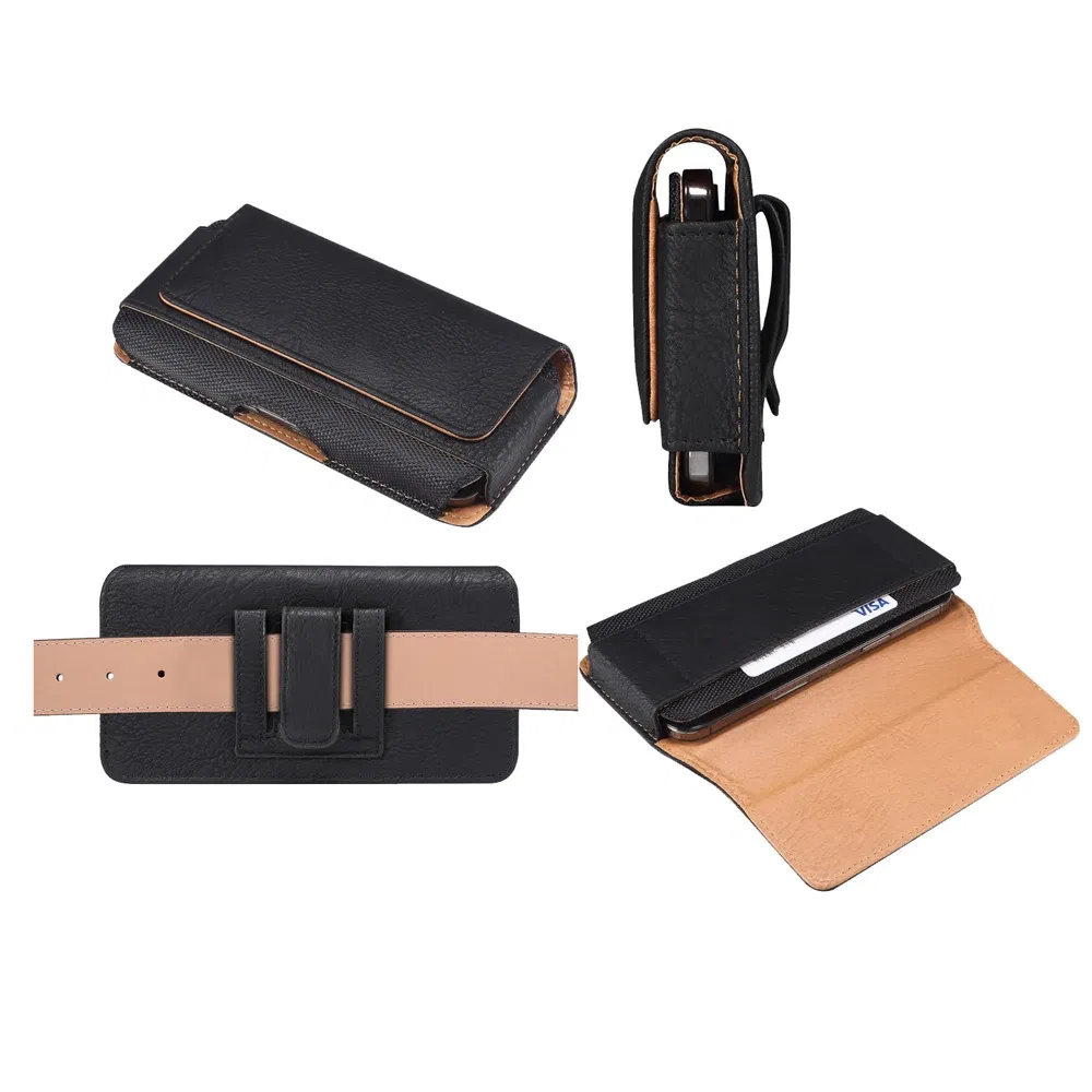 Color: Beige, Material: CANVAS - Universal Leather Men Waist Bag For iPhone 15 14 13 12 Pro Max Samsung Galaxy S23 S22 Huawei Xiaomi Mobile Phone Belt Clip Cases