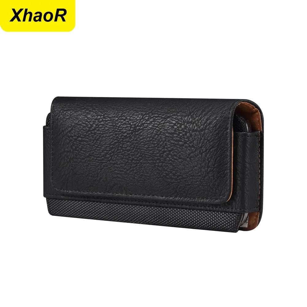 Color: Beige, Material: CANVAS - Universal Leather Men Waist Bag For iPhone 15 14 13 12 Pro Max Samsung Galaxy S23 S22 Huawei Xiaomi Mobile Phone Belt Clip Cases