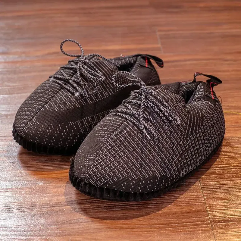 Color: Navy Blue, Shoe Size: 19.5 - Unisex Winter Warm Home Slippers Women/Men Slides Striped House Sliders Lady Shoes Female One Size 36-44 Ladies Slipper