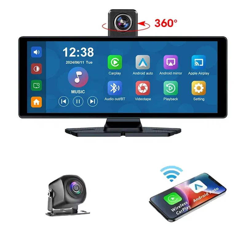 Color: green, Ships From: CHINA - Universal 10.26" Portable Carplay Car Screen Wireless Carplay Screen Wireless Car Stereo Carplay Android Auto Car Touchscreen