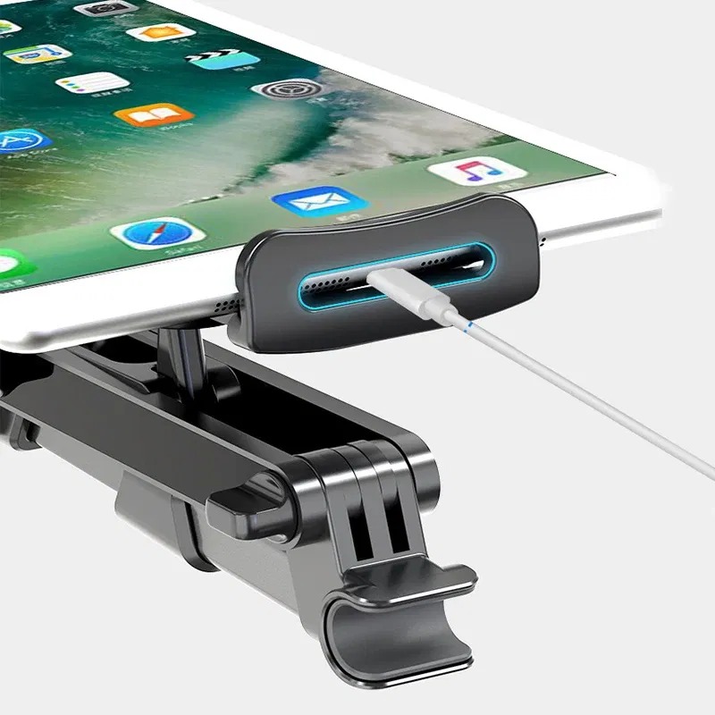 Color: Orange - Telescopic Car Rear Pillow Phone Holder Tablet Car Stand Seat Rear Headrest Mounting Bracket for Phone Tablet 4-11 Inch