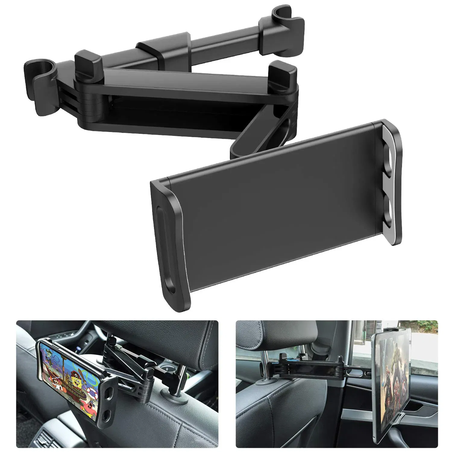 Color: Orange - Telescopic Car Rear Pillow Phone Holder Tablet Car Stand Seat Rear Headrest Mounting Bracket for Phone Tablet 4-11 Inch