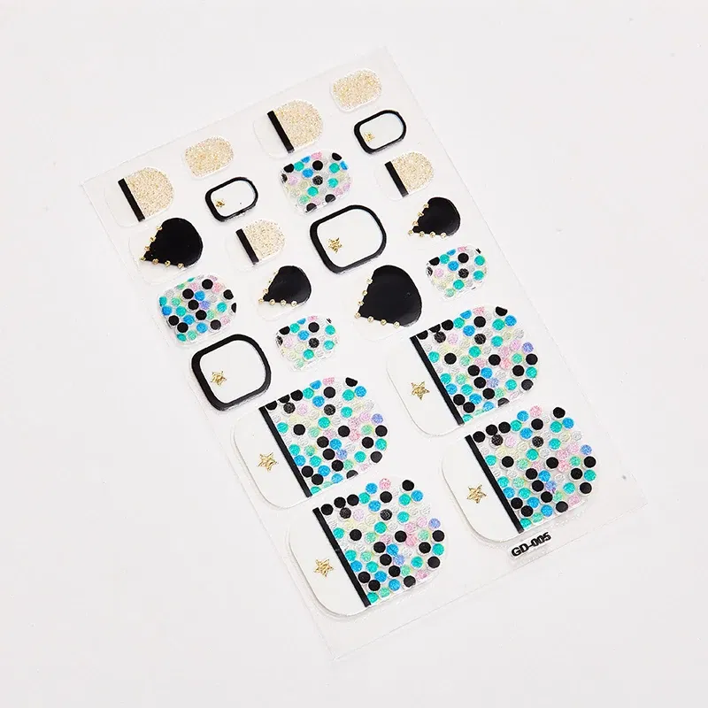 Color: army green - 22 Tips/Sheet Women Salon Nail Wraps DIY Self Adhesive Nail Sticker Decals Plain Stickers Nails Sticker Designer Designed