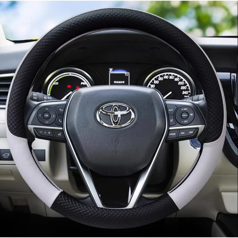 Color Name: black - Durable Anti-Slip Car Steering Wheel Cover Microfiber Leather Steering Wheel Cover Universal Fit for Car, Truck, SUV, Van38cm