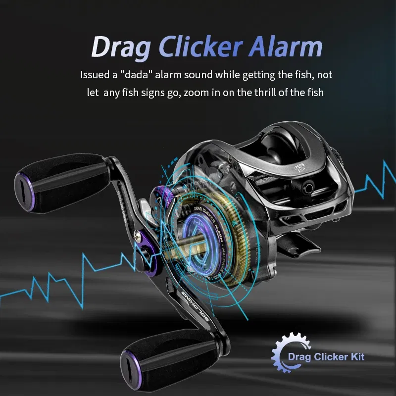 Color: Orange, Use Mode: Left Hand - Soloking GKA200 Pro Baitcasting Reel Fishing Reels 9KG Drag Power 6+1 BB Drag Clicker Sound Baitcaster Reel ? 이트 ?¦?