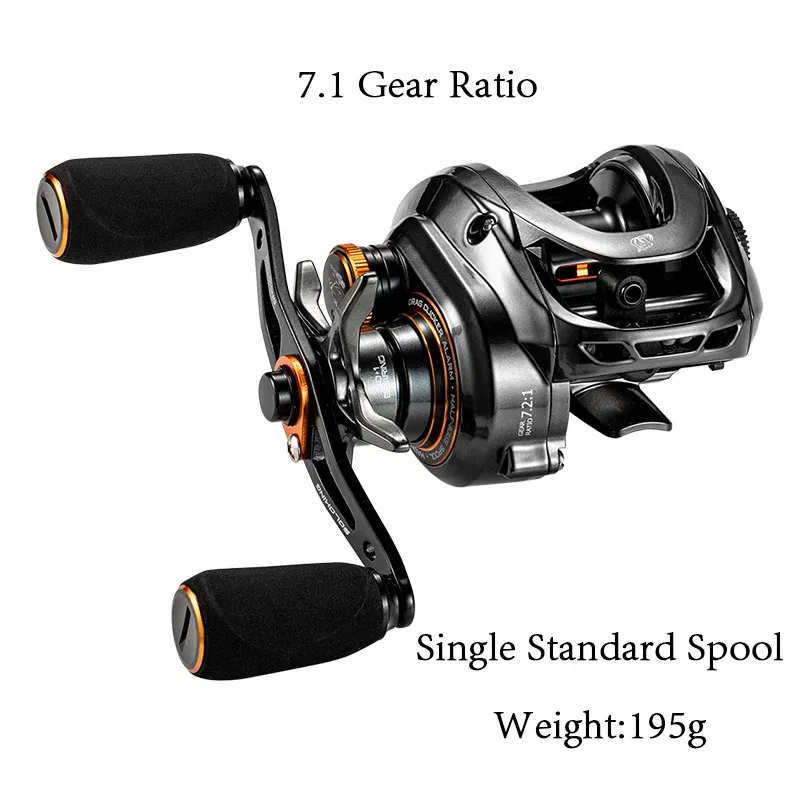 Color: Orange, Use Mode: Left Hand - Soloking GKA200 Pro Baitcasting Reel Fishing Reels 9KG Drag Power 6+1 BB Drag Clicker Sound Baitcaster Reel ? 이트 ?¦?