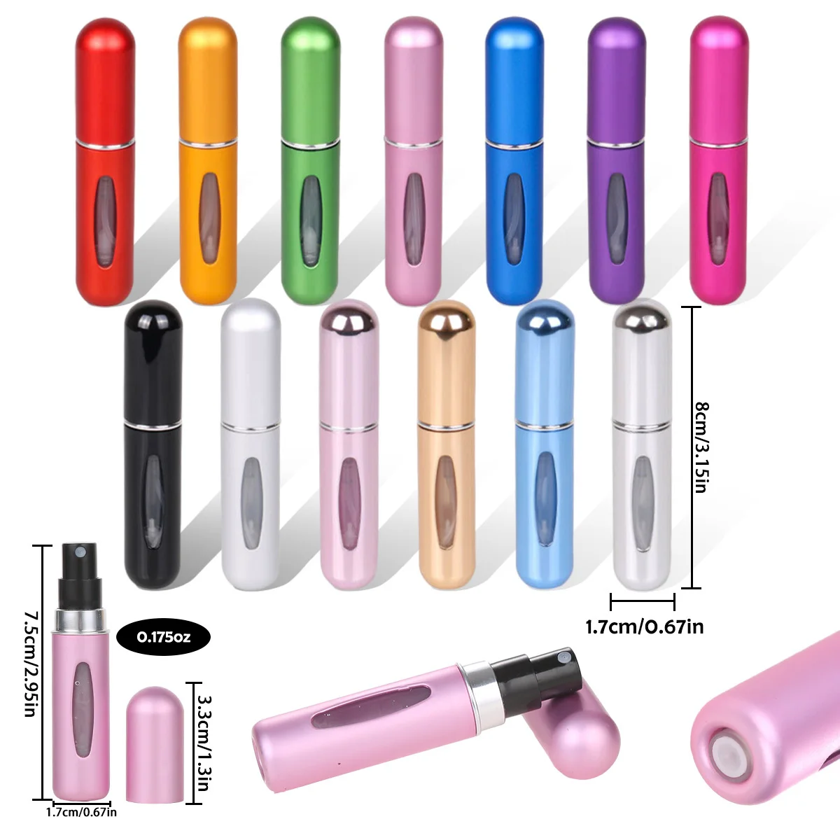 Color: Army Green - 5ml Perfume Refill Bottle Portable Mini Refillable Spray Jar Scent Pump Empty Cosmetic Containers Atomizer for Travel Tool Hot