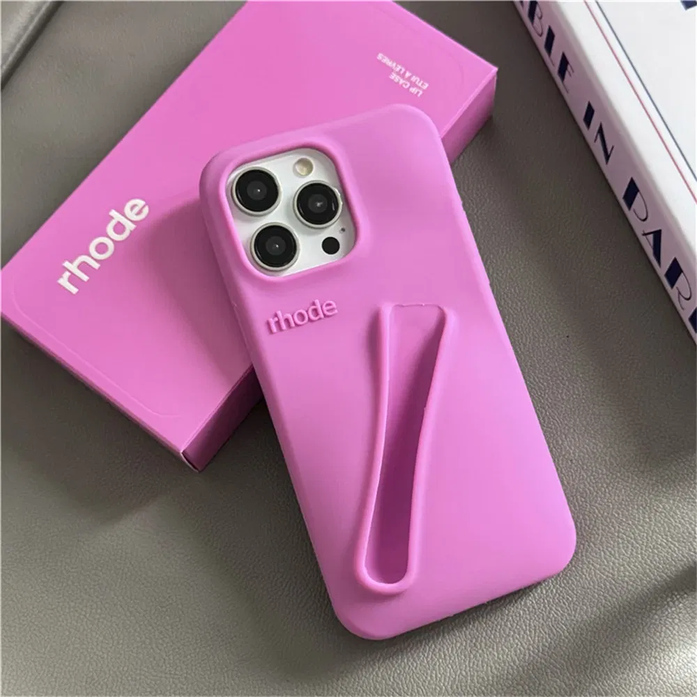 Color: Brown, Compatible-Phone Models: For iPhone 15 Pro - New Rhode Lipstick Soft Silicone Phone Case for iPhone 16 15 14 13 12 11 Pro Max Plus Portable Lip Gloss Holder Cover with Box