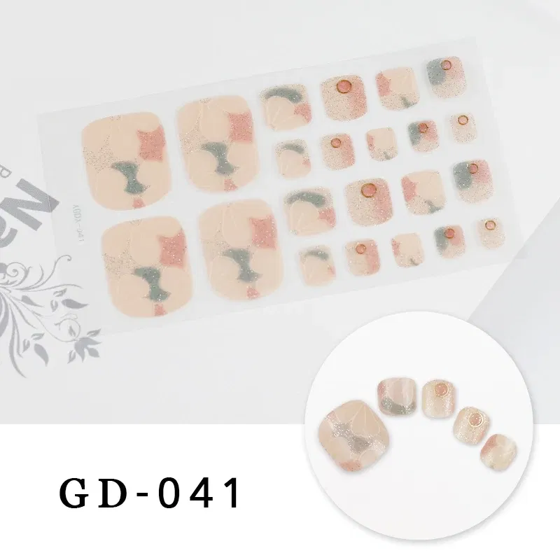 Color: Field Green - Colorful Nail Stickers Foot Shiny Glitter Nails  Charms Full Cover Self-Adhesive Nail Polish Stickers for Nails Art