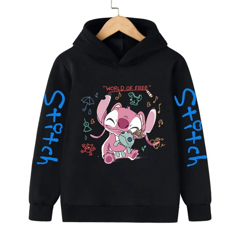 Color: Red, Size: M - New in Cool Stitch Hoodie Children Cartoon Clothes Kid Girl Boy Lilo and Stitch Sweatshirt Manga Hoody Baby Casual Top