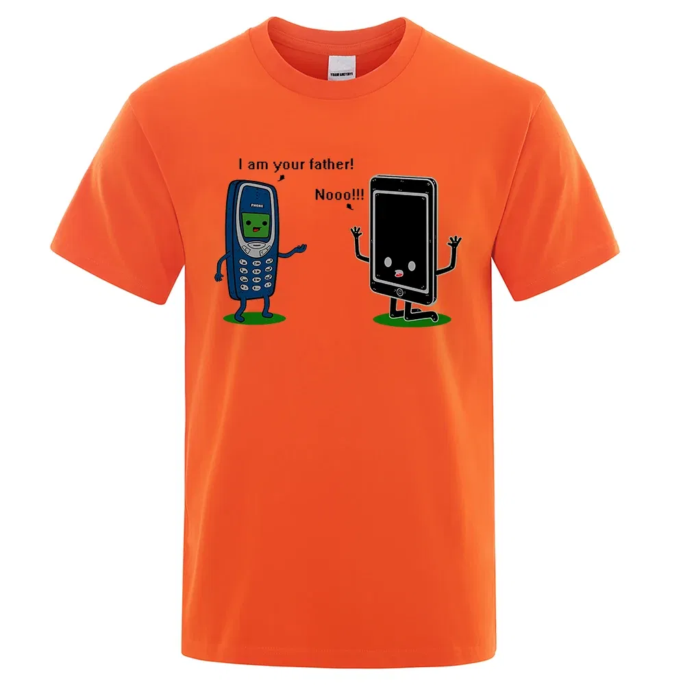 Color: army green, Size: M - I'm your father Funny phone T-Shirts Men Women Casual Short Sleeve Crewneck Breathable Tops Cotton Summer Hip Hop Tee Clothing