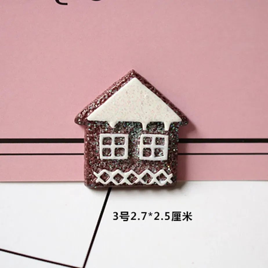 Color: green - 100pcs/lot Glitter Christmas tree snowman 3D resin patch for diy fridge magnet phone hair accessories wholesale