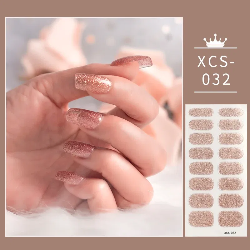 Color: Gray White - Rose Red Shiny Twinkle Full Cover Nail Stickers Sticker For Nails Self Adhesive Nail Sticker Fashion Nail Stickers Beauty