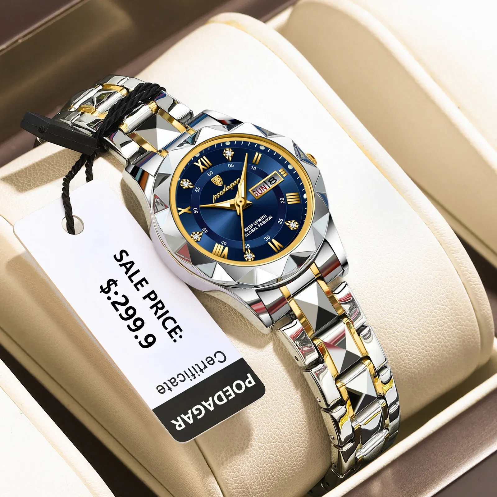 Color: Multicolor - POEDAGAR Luxury Ladies Dress Watch Luminous Waterproof Week Date Woman Wristwatch Stainless Steel Women Quartz Watches reloj+box