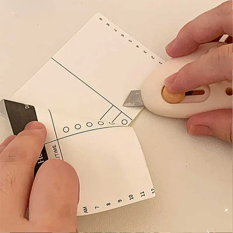 Color: WHITE - 1PC Premium Cartoon Triangle Mini Art Knife Letter Opener with Cutting Blade for Office Stationery