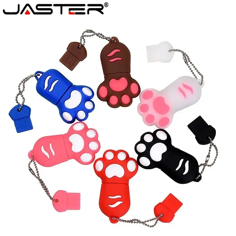 Capacity: 16GB, Color: Brown - JASTER Cute Cat Claw USB Flash Drive 64GB Cartoon Memory Stick 32GB Creative Gift Pen Drive 16GB Pink Silicone External Storage