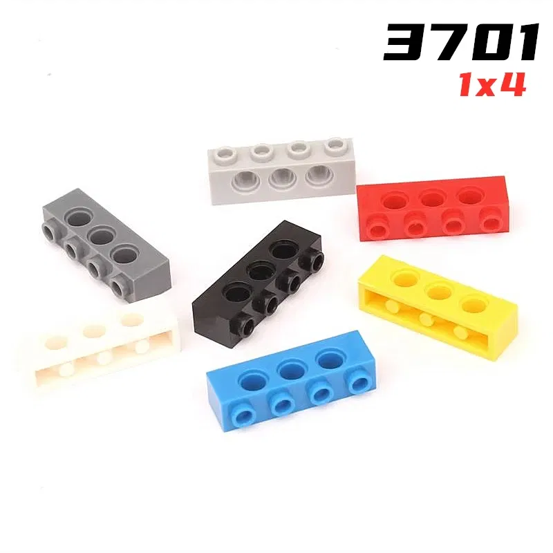 Color: Dark Grey - Rainbow Pig MOC 3701 Brick 1x4 with 3 Holes Building Blocks Classic Brand DIY Assembles Particles Educational Tech Kid Spare Toy