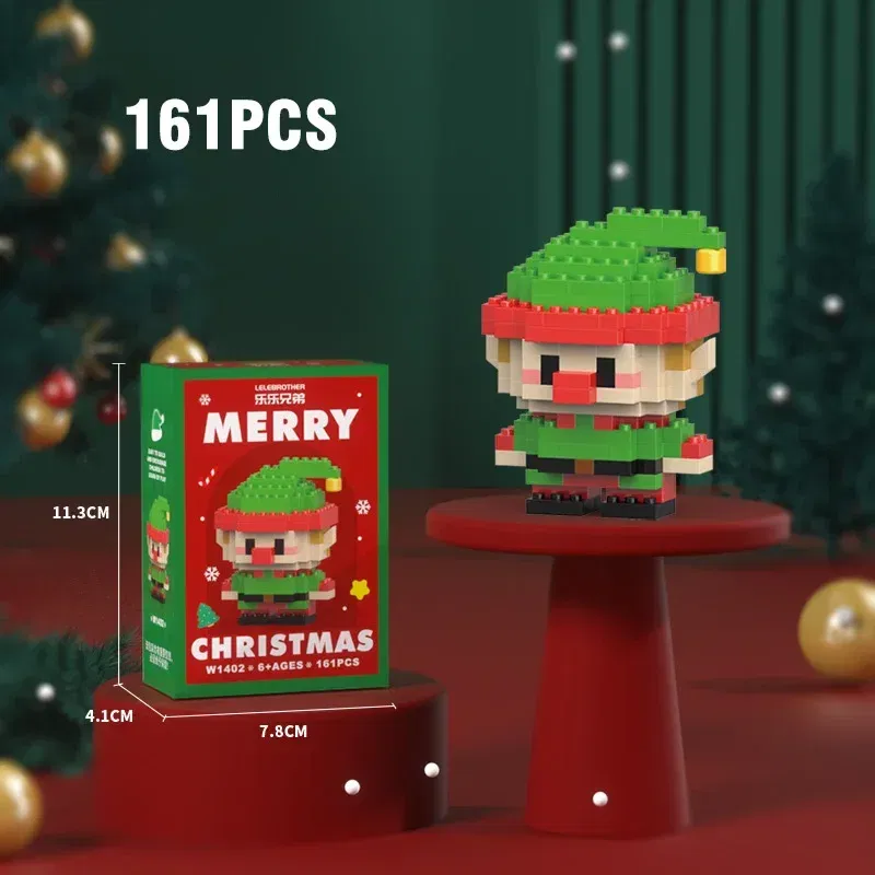 Color: black - Santa Claus Building Blocks Christmas Bricks Gift Kids Toy Home Decoration Micro Particle Bricks Diy Assembly Games Xmas Gift