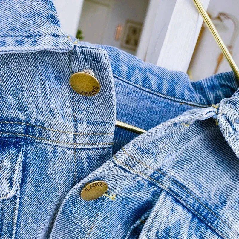 Color: Beige, Kid Size: 5 - 2022 Autumn Spring Fall Boys Casual Cartoon Denim Kids Jackets Turn-down Collar Long Sleeve Coat Girls Loose Tops for Teens