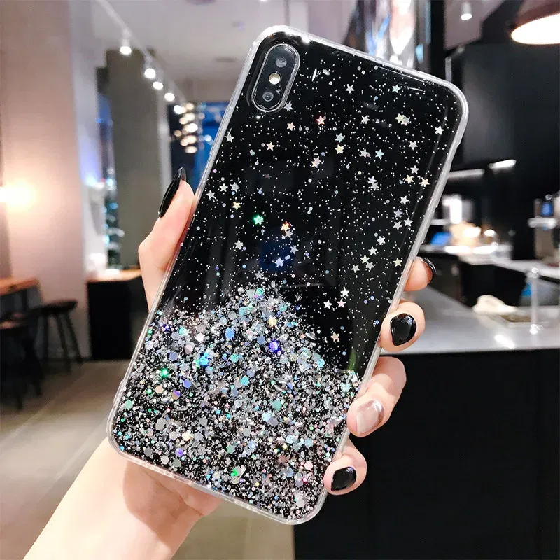 Color: black, Compatible-Phone Models: For iPhone 12 Pro - 16 Pro Max, Epoxy Resin Case, iPhone 15 Case with Sequins, Epoxy Case, iPhone 14 Case, Glitter Girls Designs, 13 Pro Max, 15Pro