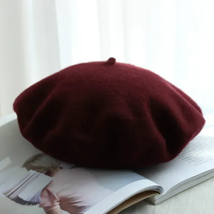 Color: Red, Hat Size: One Size - Wool Thick  Berets Artist French Beret Women Painter Hat Girls Female Warm  Walking Cap