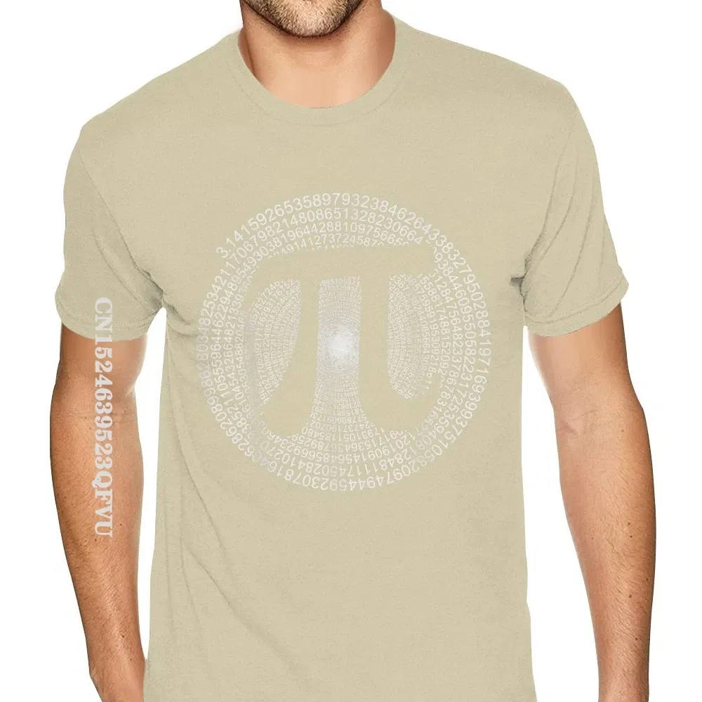 Color: Khaki, Size: XXXL - Classic Pi T Shirt 3,14 Pi Number Symbol Math Science Gift Tee Shirts For Men Make Your Own Soft Cotton HipHop Print Tee