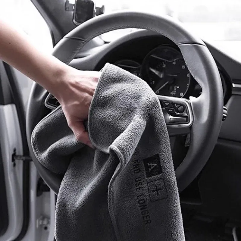 Color: Blue, Specification: 3pcs - 5/1PC High-end Microfiber Car Washing Towel Auto Cleaning Drying Cloth Hemming Car Care Detailing Cloth Water Absorption Car Rag